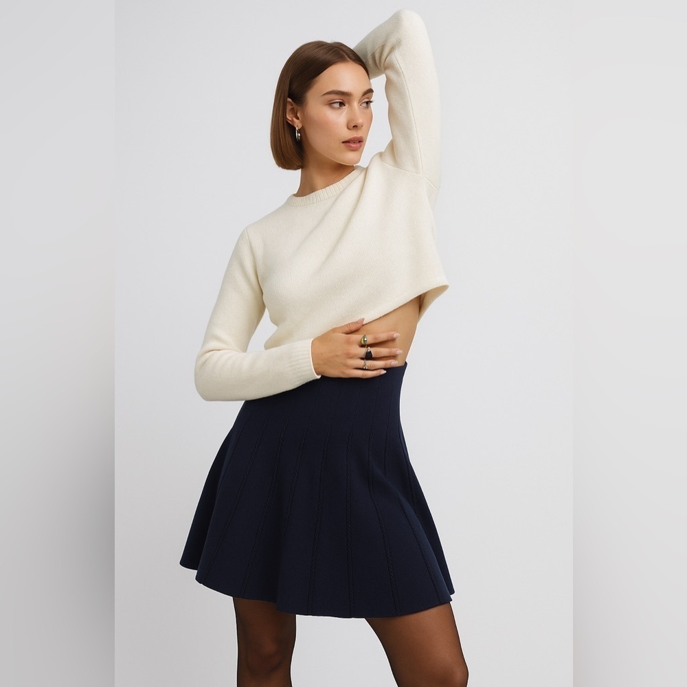 Molly Bracken Lili Sidonio Fit Flare Skater Skirt Paris Chic Navy Blue Medium